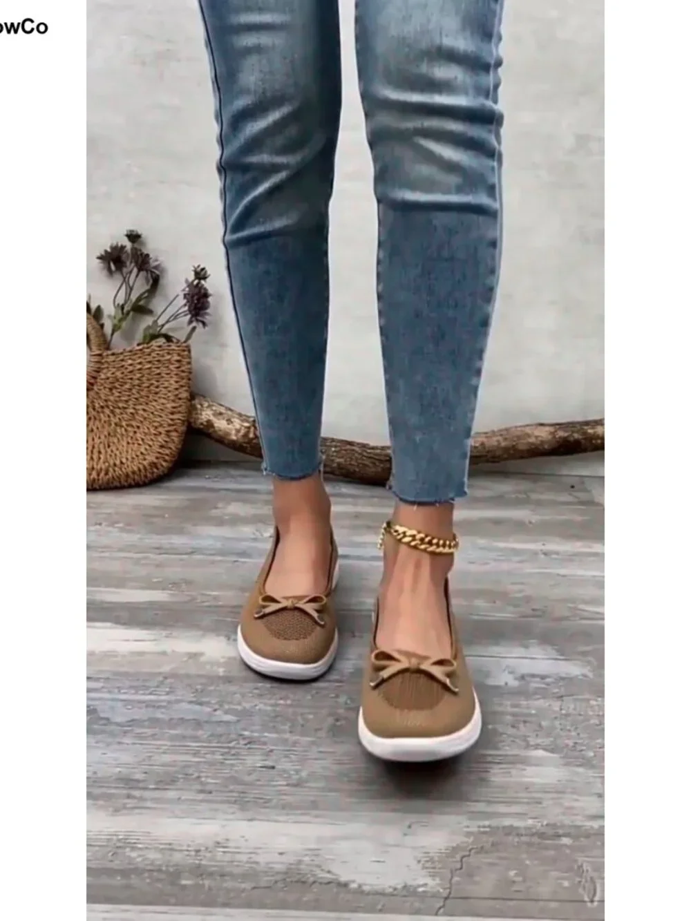 Women's Breathable Mesh Slip On Loafers Bow Ballet Flats Comfortable Round Toe